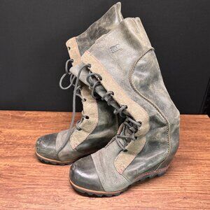 Sorel Women’s 8 Black Gray Lace-Up Winter Boots NL2175-030 – Rugged Outdoor Styl